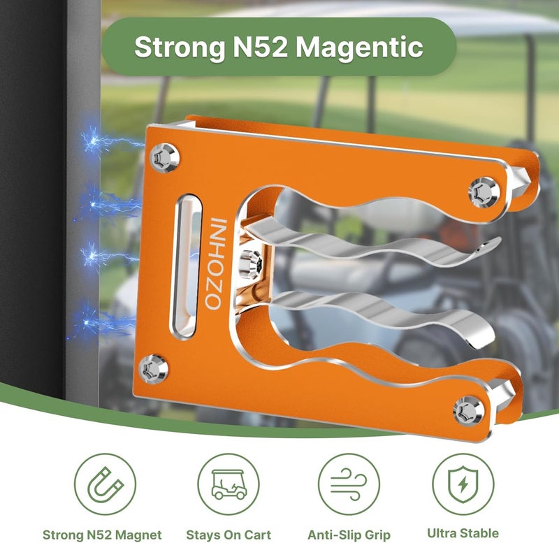 INHOZO Magnetic Cigar Holder for Golf Cart – Ultimate Golf Accessory for Cigar Lovers, Sturdy Aluminum Alloy and No Scratch Design,Secure Hold Without Falling,Cigar Accessories & Gift for Men – Orange - Image 2